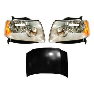Replace® - 3-Piece Kit (Driver and Passenger Side Headlights, Hood Panel) (Value Line)