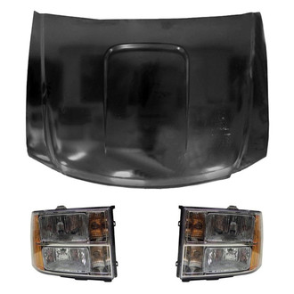 Replace® - 3-Piece Kit (Driver and Passenger Side Headlights, Hood Panel) (Value Line)