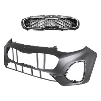 Replace® - 2-Piece (Front Bumper Cover, Grille) (Standard Line)