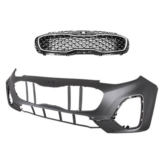 Replace® - 2-Piece (Front Bumper Cover, Grille) (Standard Line)