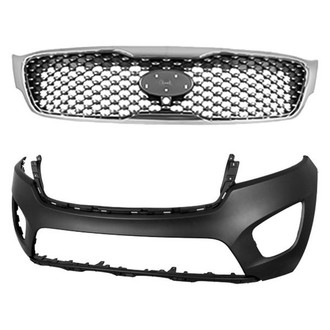 Replace® - 2-Piece (Front Bumper Cover, Grille) (CAPA Certified)