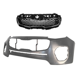 Replace® - 2-Piece (Front Bumper Cover, Grille) (CAPA Certified)