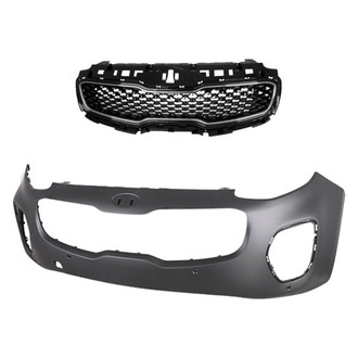 Replace® - 2-Piece (Front Bumper Cover, Grille) (CAPA Certified)