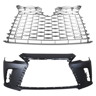 Replace® - 2-Piece (Front Bumper Cover, Grille) (CAPA Certified)