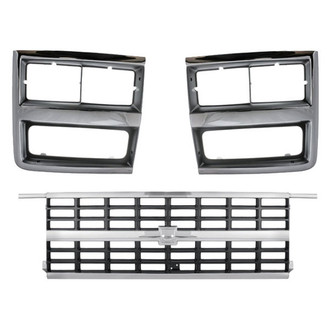 Replace® - 3-Piece (Center Grille, Driver and Passenger Side Headlight Bezel) (Standard Line)