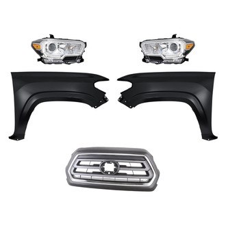 Replace® - 5-Piece Kit (Driver and Passenger Side Headlights, Grille, Driver and Passenger Side Fenders) (Standard Line)