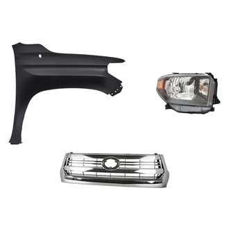 Replace® - 3-Piece Kit (Passenger Side Headlight, Grille, Front Passenger Side Fender) (Standard Line)