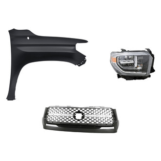 Replace® - 3-Piece Kit (Passenger Side Headlight, Grille, Front Passenger Side Fender) (Standard Line)