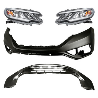 Replace® - 4-Piece Kit (Driver and Passenger Side Headlights, Front Lower Bumper Cover, Front Upper Bumper Cover) (Standard Line)