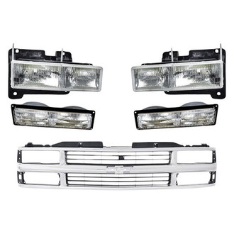 Replace® - 5-Piece Kit (Driver and Passenger Side Headlights, Grille, Driver and Passenger Side Turn Signal/Parking Lights) (Standard Line)