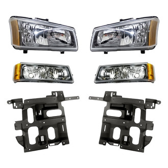 Replace® - 6-Piece Kit (Driver and Passenger Side Headlights, Driver and Passenger Headlight Supports, Driver and Passenger Side Turn Signal/Parking Lights) (Standard Line)