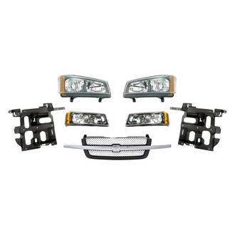 Replace® - 7-Piece Kit (Driver and Passenger Side Headlights, Grille, Driver and Passenger Side Headlight Supports, Driver and Passenger Side Turn Signal/Parking Lights) (Standard Line)