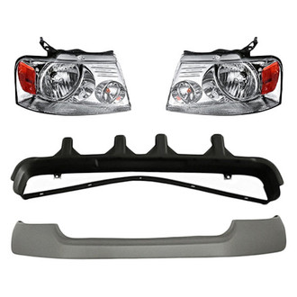 Replace® - 4-Piece Kit (Driver and Passenger Side Headlights, Front Upper Bumper Cover, Center Grille Surround Molding) (Standard Line)