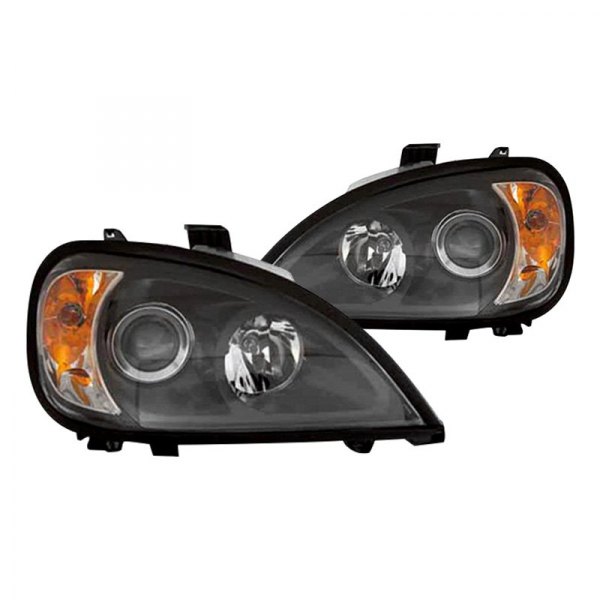 Replace® - Driver and Passenger Side Black Projector Headlights, Freightliner Columbia