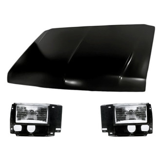 Replacement - 3-Piece Kit (Driver and Passenger Side Headlights, Hood Panel) (Standard Line)