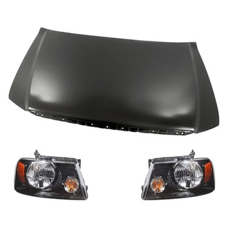 Replacement - 3-Piece Kit (Driver and Passenger Side Headlights, Hood Panel) (Standard Line)