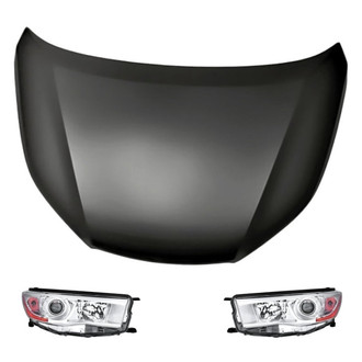 Replacement - 3-Piece Kit (Driver and Passenger Side Headlights, Hood Panel) (Standard Line)