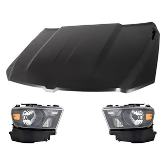 Replacement - 3-Piece Kit (Driver and Passenger Side Headlights, Hood Panel) (Standard Line)