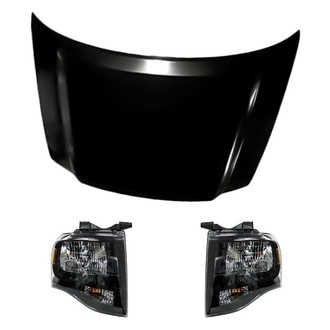 Replacement - 3-Piece Kit (Driver and Passenger Side Headlights, Hood Panel) (CAPA Certified)