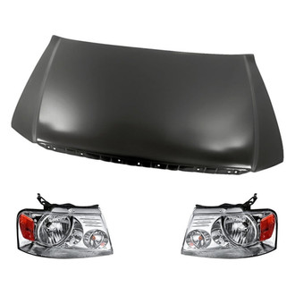 Replacement - 3-Piece Kit (Driver and Passenger Side Headlights, Hood Panel) (Standard Line)