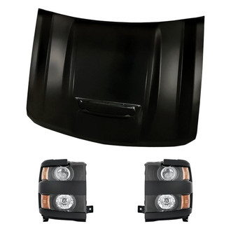 Replacement - 3-Piece Kit (Driver and Passenger Side Headlights, Hood Panel) (CAPA Certified)