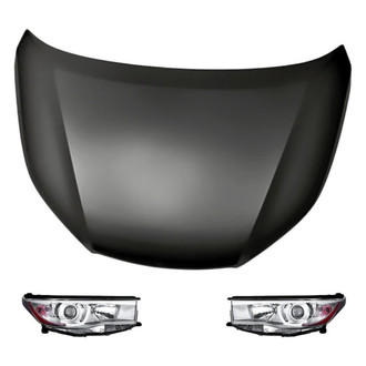 Replacement - 3-Piece Kit (Driver and Passenger Side Headlights, Hood Panel) (CAPA Certified)