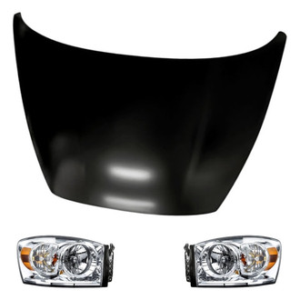 Replacement - 3-Piece Kit (Driver and Passenger Side Headlights, Hood Panel) (CAPA Certified)