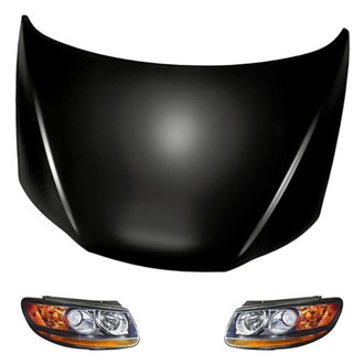 Replacement - 3-Piece Kit (Driver and Passenger Side Headlights, Hood Panel) (CAPA Certified)