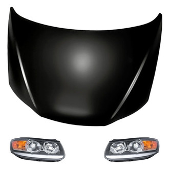 Replacement - 3-Piece Kit (Driver and Passenger Side Headlights, Hood Panel) (CAPA Certified)