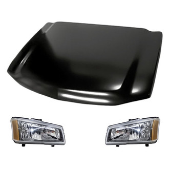 Replacement - 3-Piece Kit (Driver and Passenger Side Headlights, Hood Panel) (CAPA Certified)