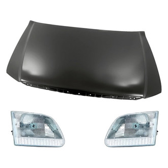 Replacement - 3-Piece Kit (Driver and Passenger Side Headlights, Hood Panel) (Standard Line)