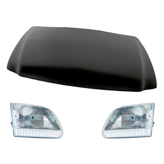 Replacement - 3-Piece Kit (Driver and Passenger Side Headlights, Hood Panel) (Standard Line)