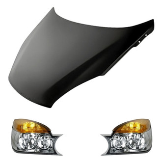 Replacement - 3-Piece Kit (Driver and Passenger Side Headlights, Hood Panel) (CAPA Certified)