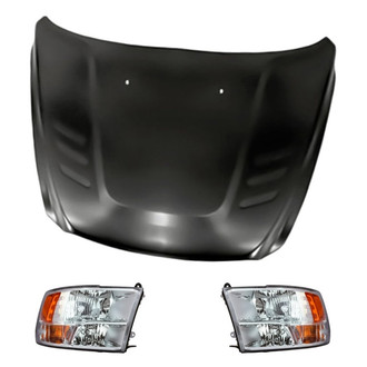 Replacement - 3-Piece Kit (Driver and Passenger Side Headlights, Hood Panel) (Standard Line)