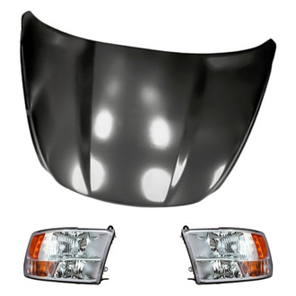 Replacement - 3-Piece Kit (Driver and Passenger Side Headlights, Hood Panel) (Standard Line)