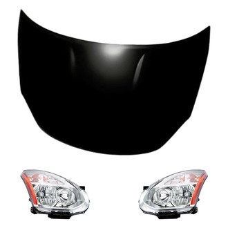 Replacement - 3-Piece Kit (Driver and Passenger Side Headlights, Hood Panel) (CAPA Certified)