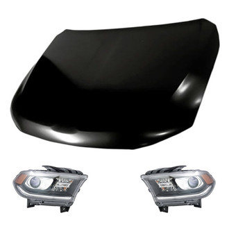 Replacement - 3-Piece Kit (Driver and Passenger Side Headlights, Hood Panel) (CAPA Certified)