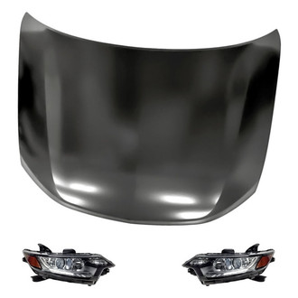 Replacement - 3-Piece Kit (Driver and Passenger Side Headlights, Hood Panel) (CAPA Certified)