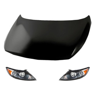 Replacement - 3-Piece Kit (Driver and Passenger Side Headlights, Hood Panel) (CAPA Certified)