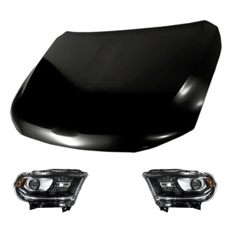 Replacement - 3-Piece Kit (Driver and Passenger Side Headlights, Hood Panel) (CAPA Certified)
