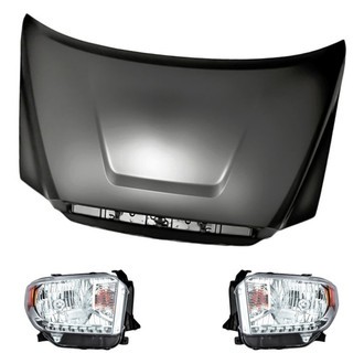 Replacement - 3-Piece Kit (Driver and Passenger Side Headlights, Hood Panel) (CAPA Certified)