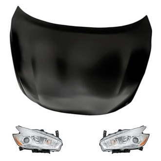 Replacement - 3-Piece Kit (Driver and Passenger Side Headlights, Hood Panel) (Standard Line)