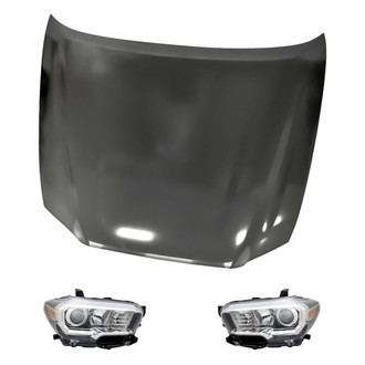 Replacement - 3-Piece Kit (Driver and Passenger Side Headlights, Hood Panel) (Standard Line)