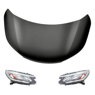 Replacement - 3-Piece Kit (Driver and Passenger Side Headlights, Hood Panel) (Standard Line)