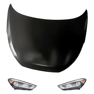 Replacement - 3-Piece Kit (Driver and Passenger Side Headlights, Hood Panel) (CAPA Certified)
