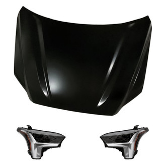 Replacement - 3-Piece Kit (Driver and Passenger Side Headlights, Hood Panel) (Standard Line)