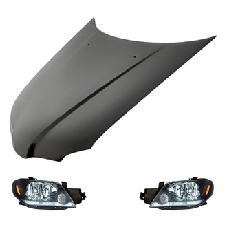 Replacement - 3-Piece Kit (Driver and Passenger Side Headlights, Hood Panel) (Standard Line)