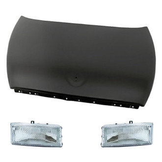 Replacement BNDL-216845 - 3-Piece Kit (Driver and Passenger Side Headlights, Hood Panel) (CAPA Certified)