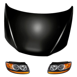 Replacement - 3-Piece Kit (Driver and Passenger Side Headlights, Hood Panel) (Standard Line)