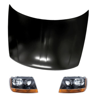 Replacement - 3-Piece Kit (Driver and Passenger Side Headlights, Hood Panel) (Standard Line)